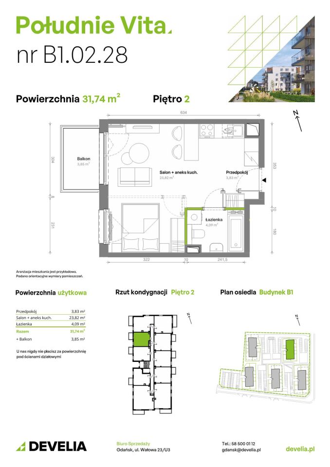 Mieszkanie 1-pokojowe Gdańsk Orunia Górna, ul. Kazimierza Wielkiego. Zdjęcie 7