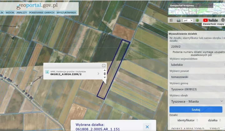 Działka rolna Tyszowce