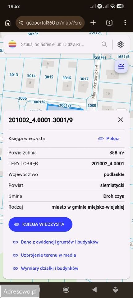 Działka budowlana Drohiczyn, ul. Marii Konopnickiej. Zdjęcie 3