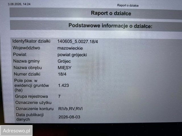 Działka rolna Mięsy. Zdjęcie 1