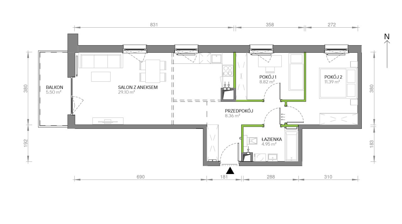 Mieszkanie 3-pokojowe Gdańsk Chełm, ul. Ptasia. Zdjęcie 7