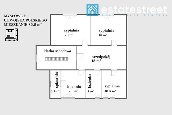 Mieszkanie 3-pokojowe Mysłowice Centrum, ul. Wojska Polskiego. Zdjęcie 12
