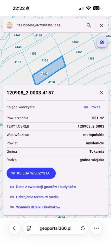 Działka budowlana Skomielna Czarna. Zdjęcie 3
