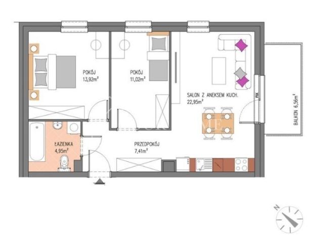 Mieszkanie 3-pokojowe Siechnice. Zdjęcie 2