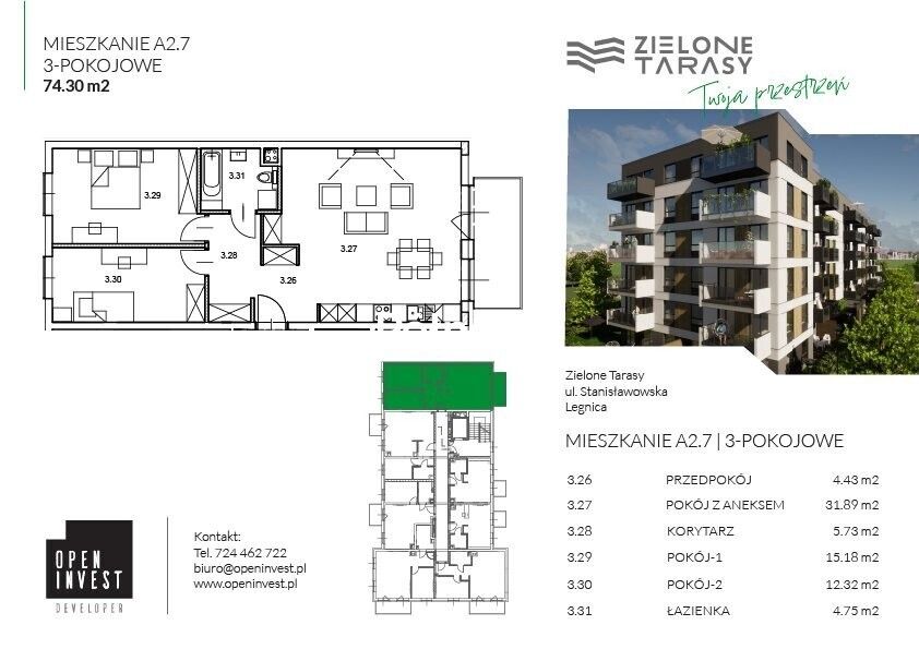 Mieszkanie 3-pokojowe Legnica, ul. Stanisławowska. Zdjęcie 7