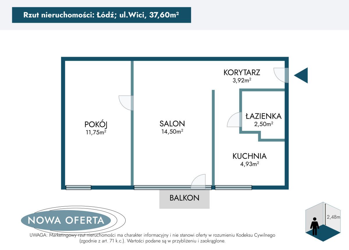 Mieszkanie 2-pokojowe Łódź Bałuty, ul. Wici. Zdjęcie 14