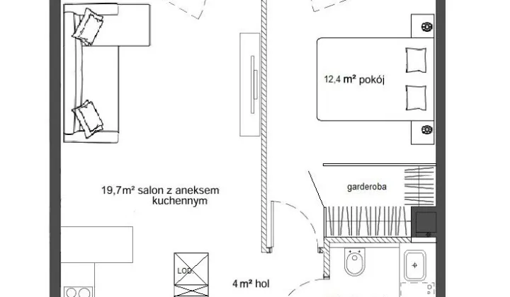 Mieszkanie 2-pokojowe Warszawa Mokotów, ul. Antoniewska