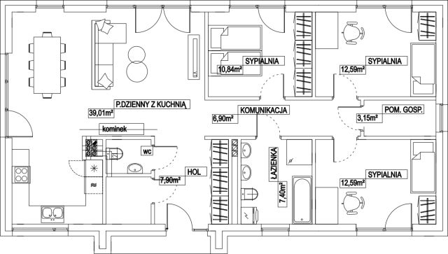 dom wolnostojący, 4 pokoje Modrzewie. Zdjęcie 16