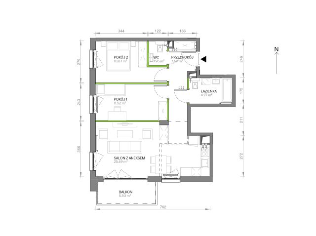 Mieszkanie 3-pokojowe Gdańsk Chełm, ul. Ptasia. Zdjęcie 7