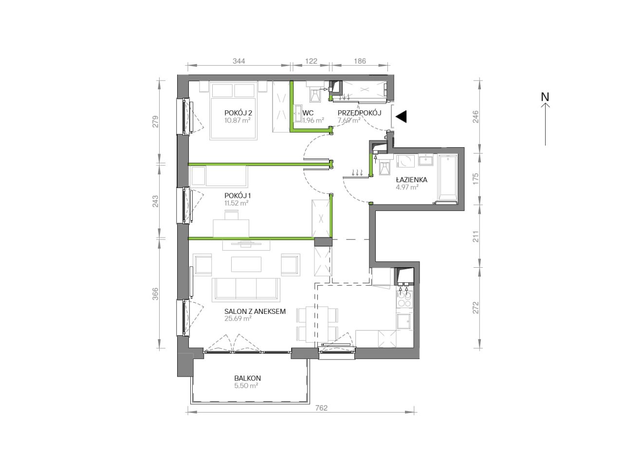 Mieszkanie 3-pokojowe Gdańsk Chełm, ul. Ptasia. Zdjęcie 7