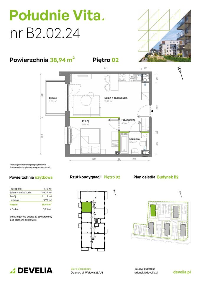 Mieszkanie 2-pokojowe Gdańsk Orunia Górna, ul. Kazimierza Wielkiego. Zdjęcie 7