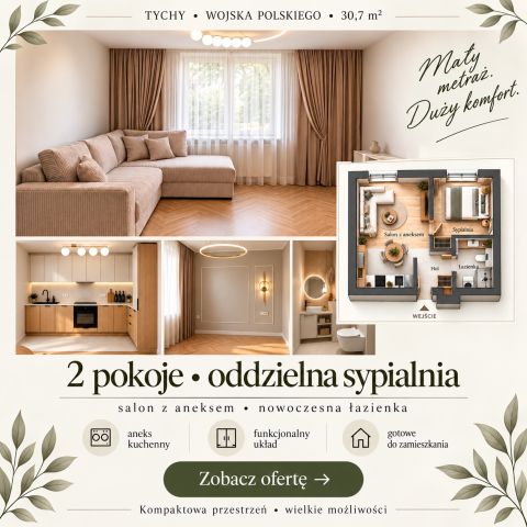 Mieszkanie 2-pokojowe Tychy Glinka, ul. Wojska Polskiego. Zdjęcie 1