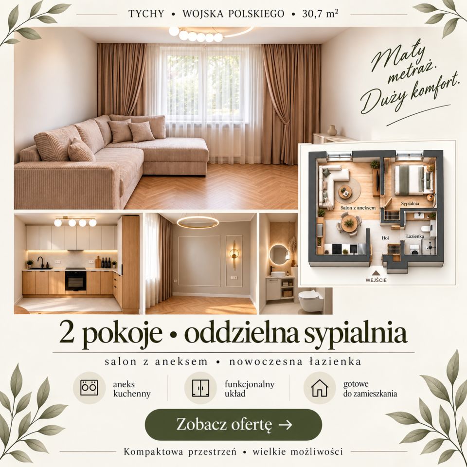 Mieszkanie 2-pokojowe Tychy Glinka, ul. Wojska Polskiego. Zdjęcie 1