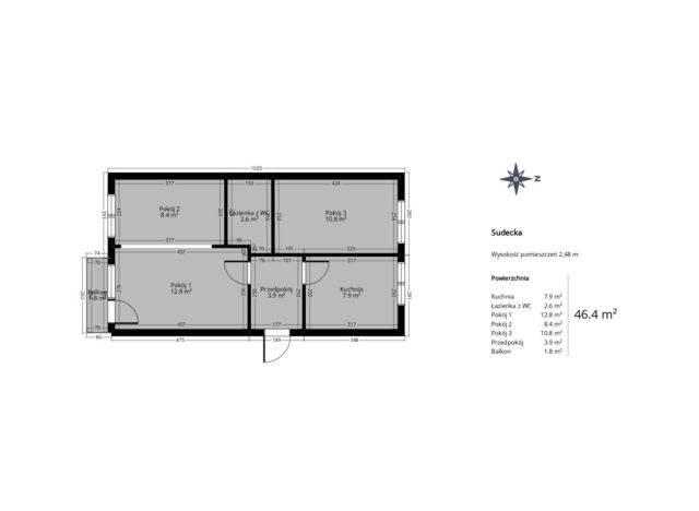 Mieszkanie 3-pokojowe Wrocław Krzyki, ul. Sudecka. Zdjęcie 7
