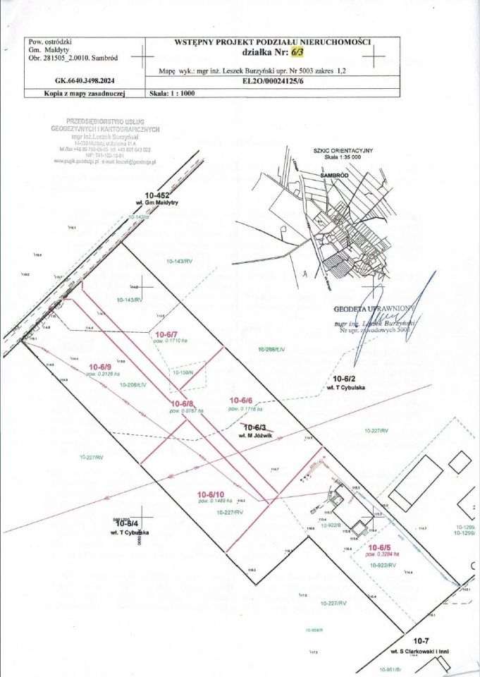 Działka budowlana Sambród