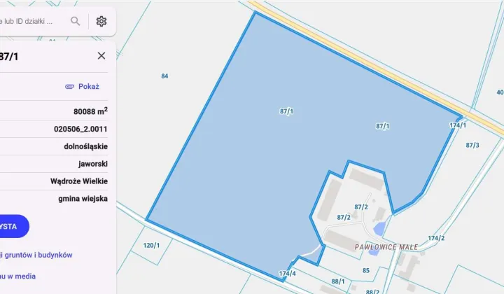 Działka rolna Pawłowice Wielkie