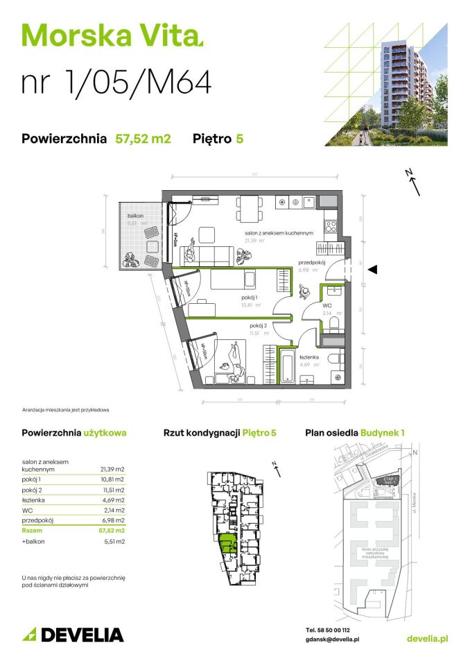 Mieszkanie 3-pokojowe Gdynia Leszczynki, ul. Działdowska. Zdjęcie 7