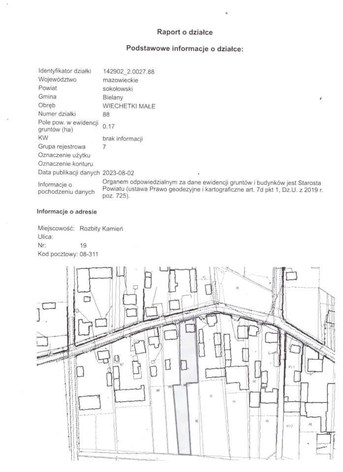 Działka Wiechetki Małe Bez Pośrednika 1700 M2 260 000 Zł