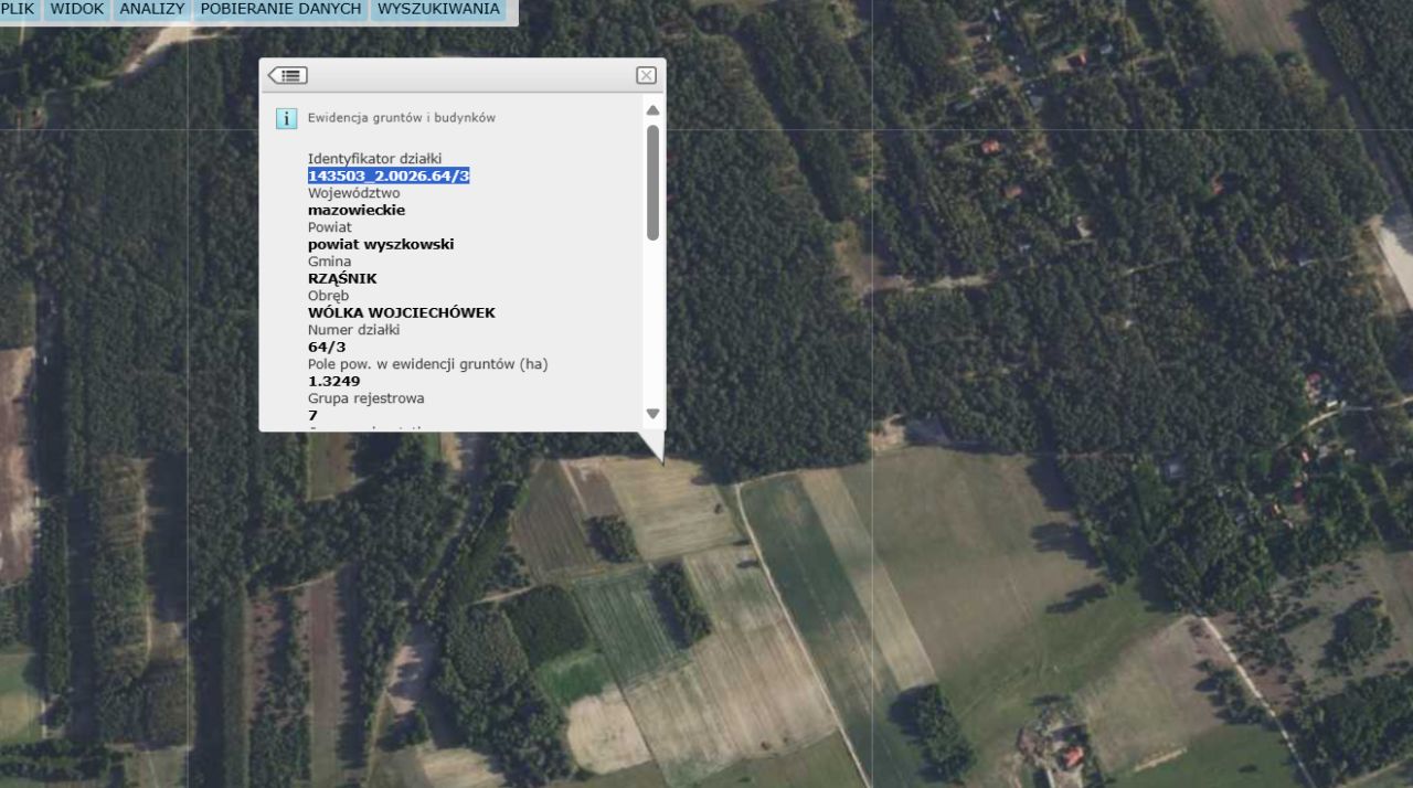 Działka rolna Wólka-Wojciechówek