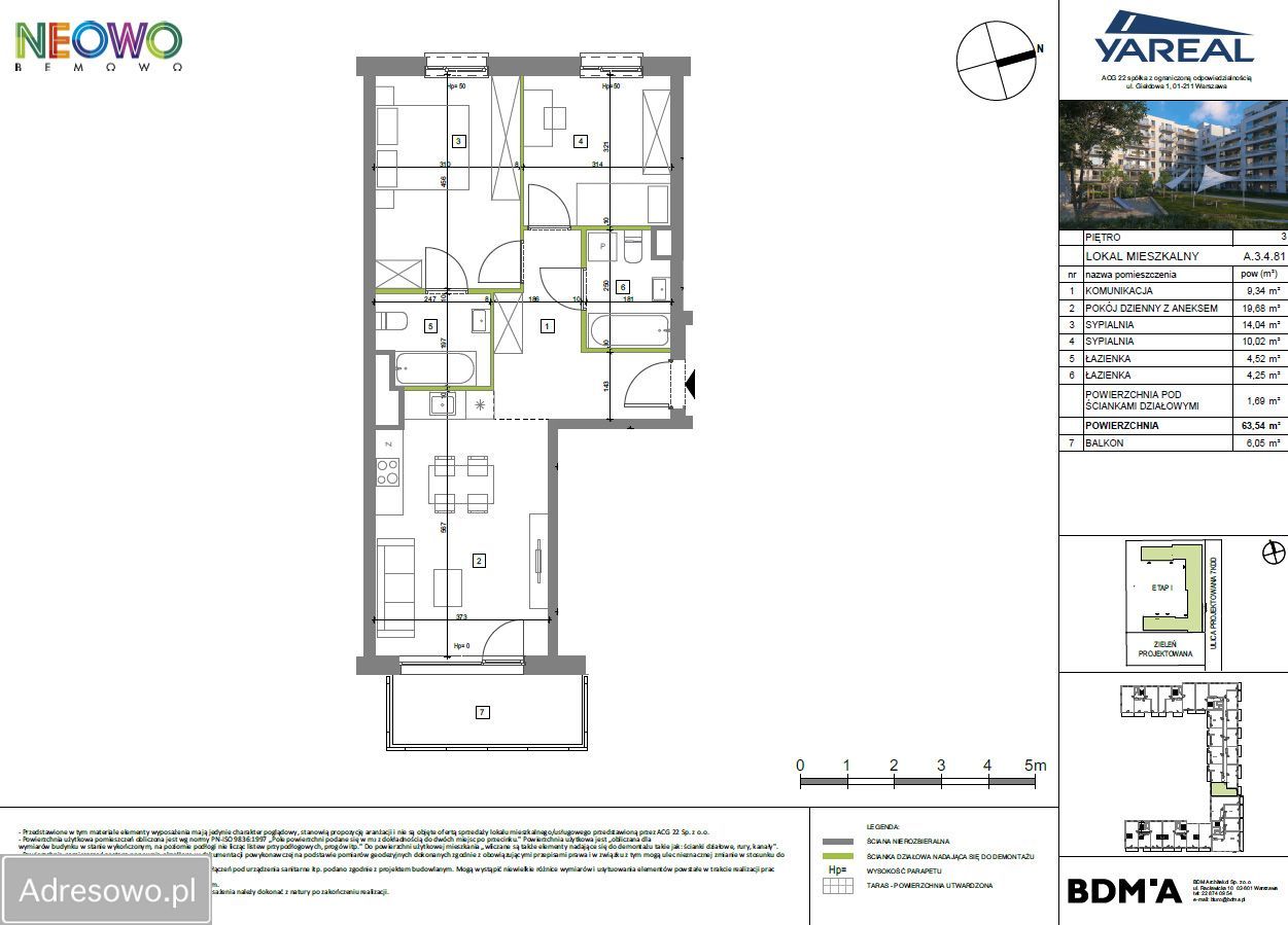 Mieszkanie 3-pokojowe Warszawa Chrzanów, ul. Brzeżek. Zdjęcie 20
