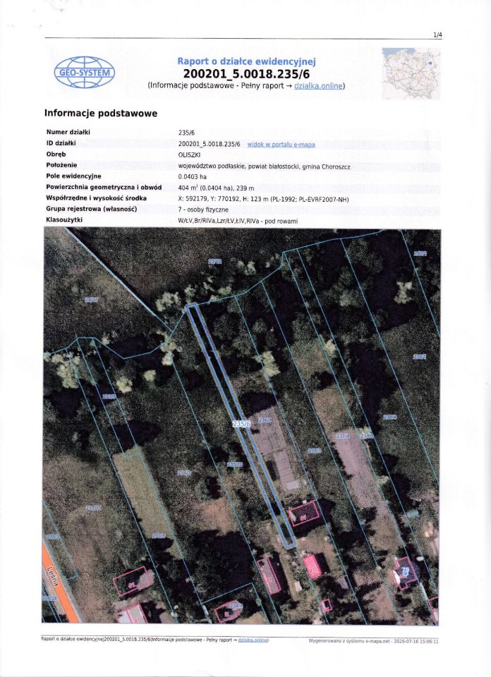 Działka rolno-budowlana Oliszki, ul. Wiejska. Zdjęcie 1