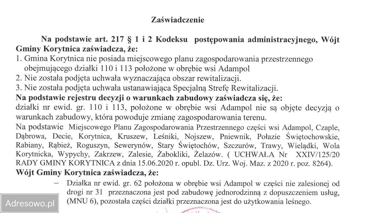 Działka inwestycyjna Adampol. Zdjęcie 5