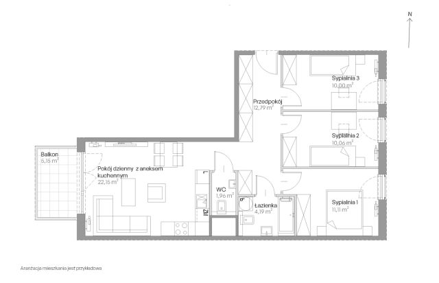 Mieszkanie 4-pokojowe Kraków Czyżyny, ul. Romana Ciesielskiego. Zdjęcie 14