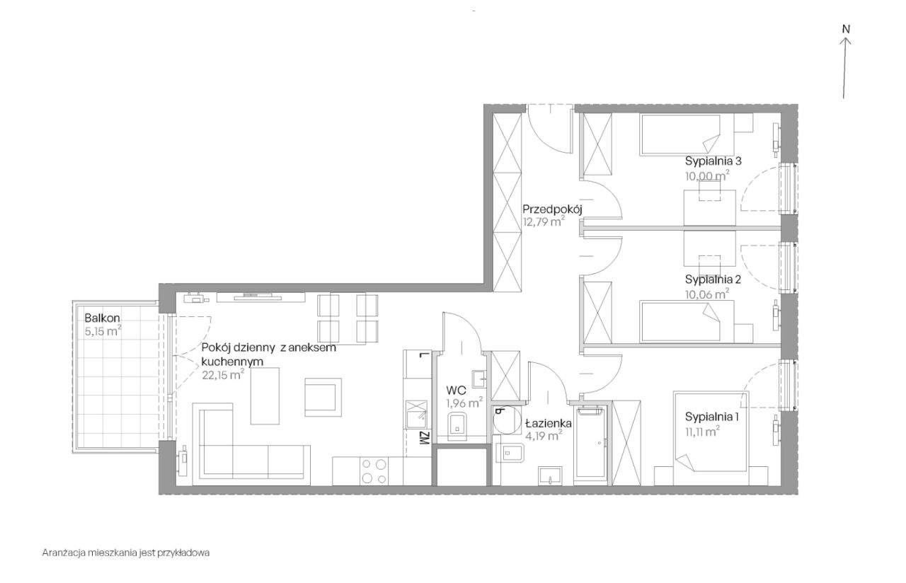 Mieszkanie 4-pokojowe Kraków Czyżyny, ul. Romana Ciesielskiego. Zdjęcie 14