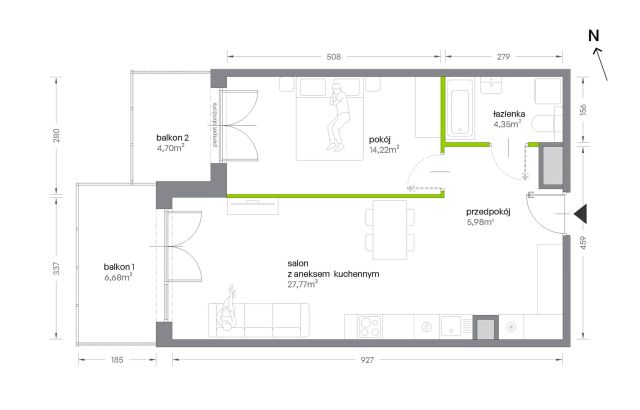 Mieszkanie 2-pokojowe Kraków Krowodrza, ul. Żabiniec. Zdjęcie 7