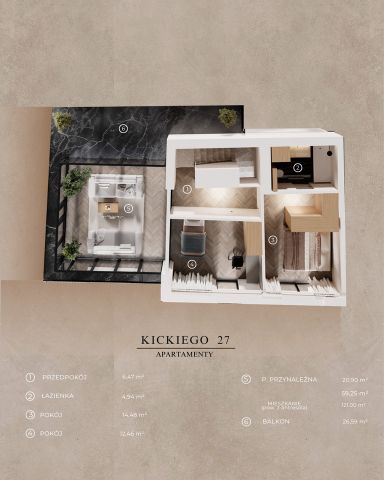 Mieszkanie 3-pokojowe Warszawa Praga-Południe, ul. Ludwika Kickiego. Zdjęcie 4