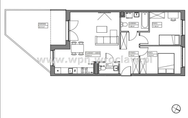 Mieszkanie 3-pokojowe Wrocław Tarnogaj. Zdjęcie 8