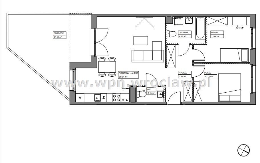 Mieszkanie 3-pokojowe Wrocław Tarnogaj. Zdjęcie 8