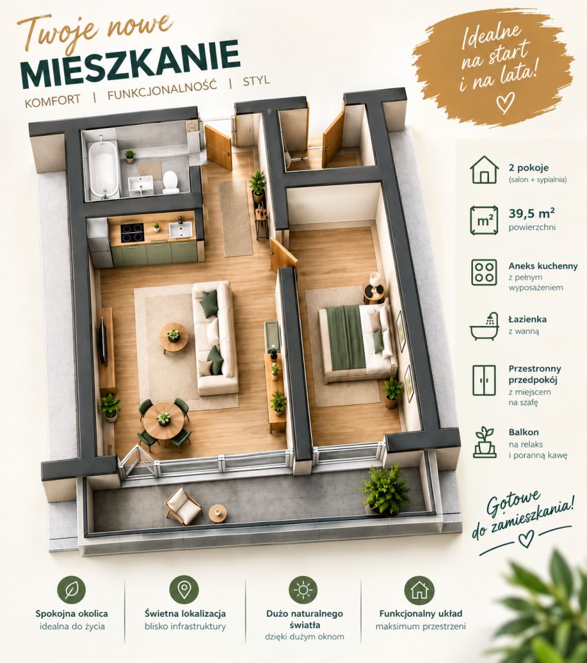 Mieszkanie 2-pokojowe Katowice os. Tysiąclecia, ul. Tysiąclecia. Zdjęcie 3