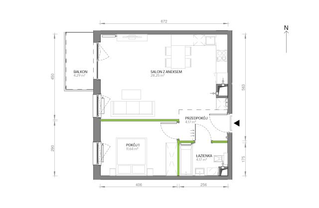 Mieszkanie 2-pokojowe Gdańsk Chełm, ul. Ptasia. Zdjęcie 7