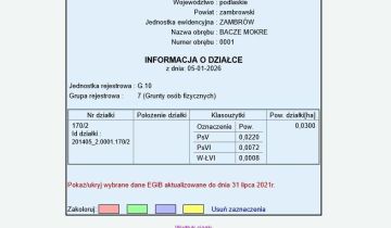 Działka rolna Bacze Mokre