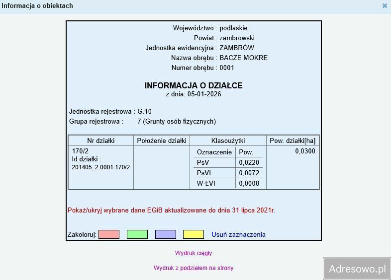 Działka rolna Bacze Mokre