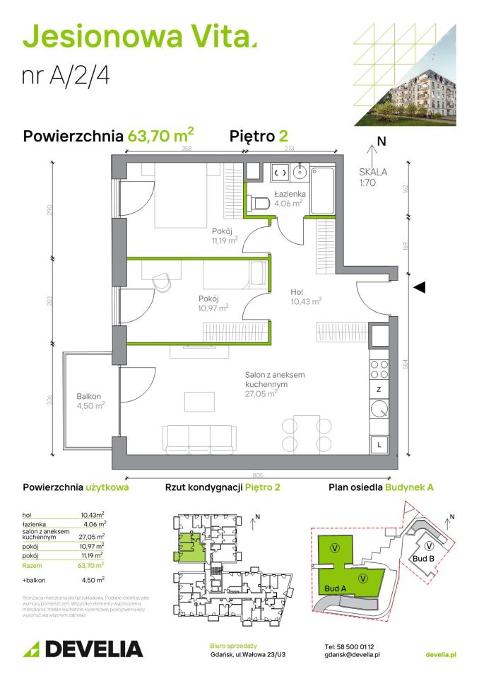 Mieszkanie 3-pokojowe Gdańsk Wrzeszcz, ul. Jesionowa. Zdjęcie 6
