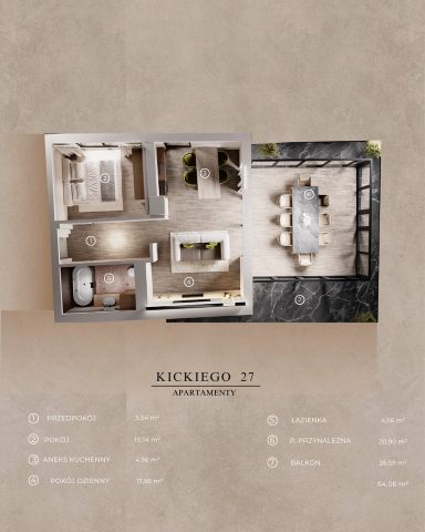 Mieszkanie 2-pokojowe Warszawa Praga-Południe, ul. Ludwika Kickiego. Zdjęcie 2