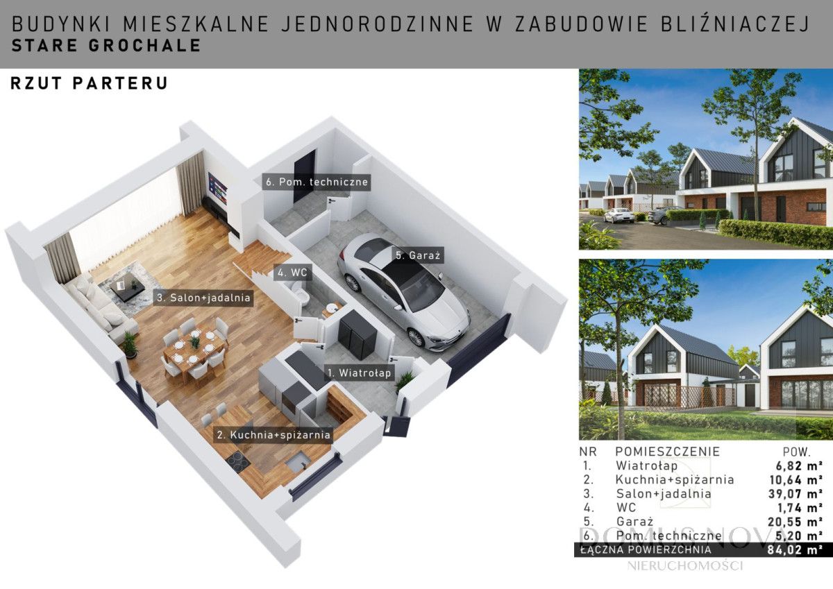 bliźniak, 4 pokoje Stare Grochale. Zdjęcie 5