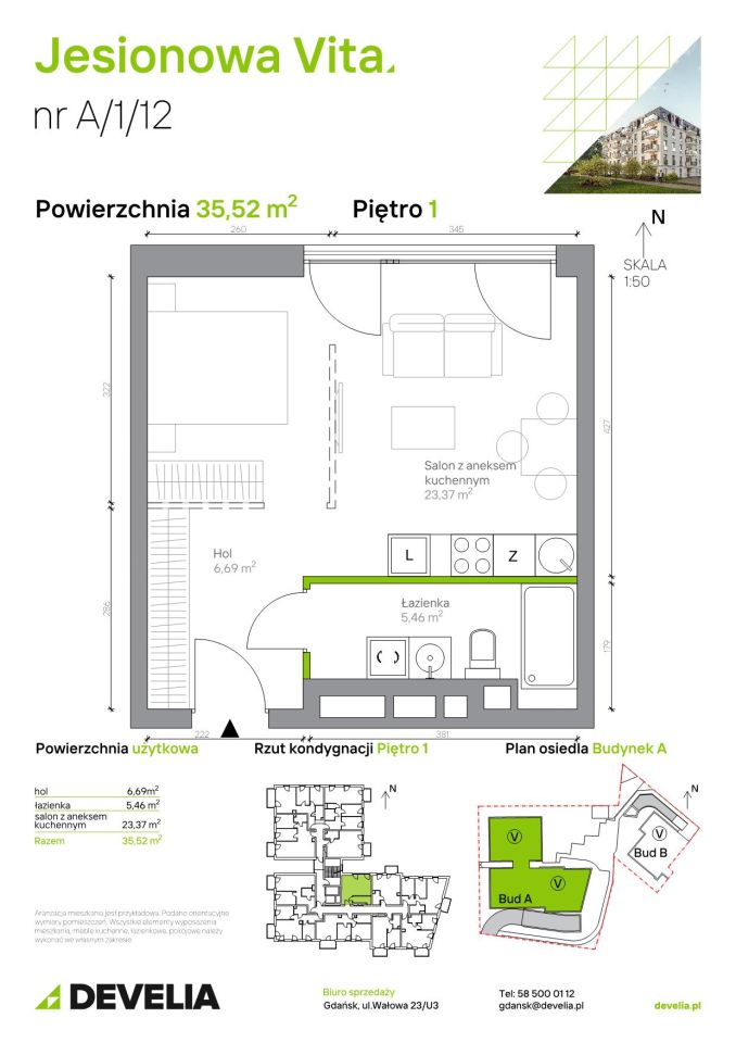 Mieszkanie 1-pokojowe Gdańsk Wrzeszcz, ul. Jesionowa. Zdjęcie 6