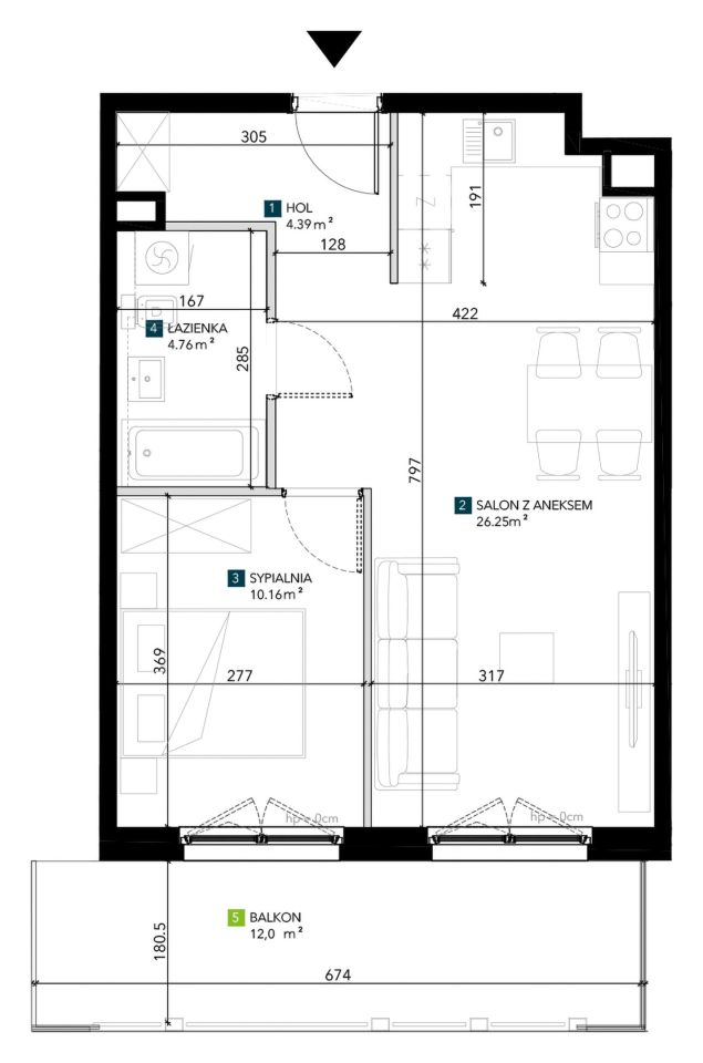 Mieszkanie 2-pokojowe Wrocław Krzyki, ul. Świeradowska. Zdjęcie 5