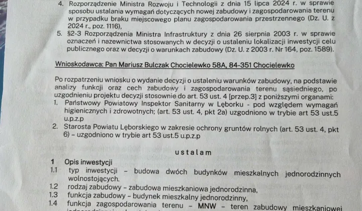 Działka budowlana Chocielewko