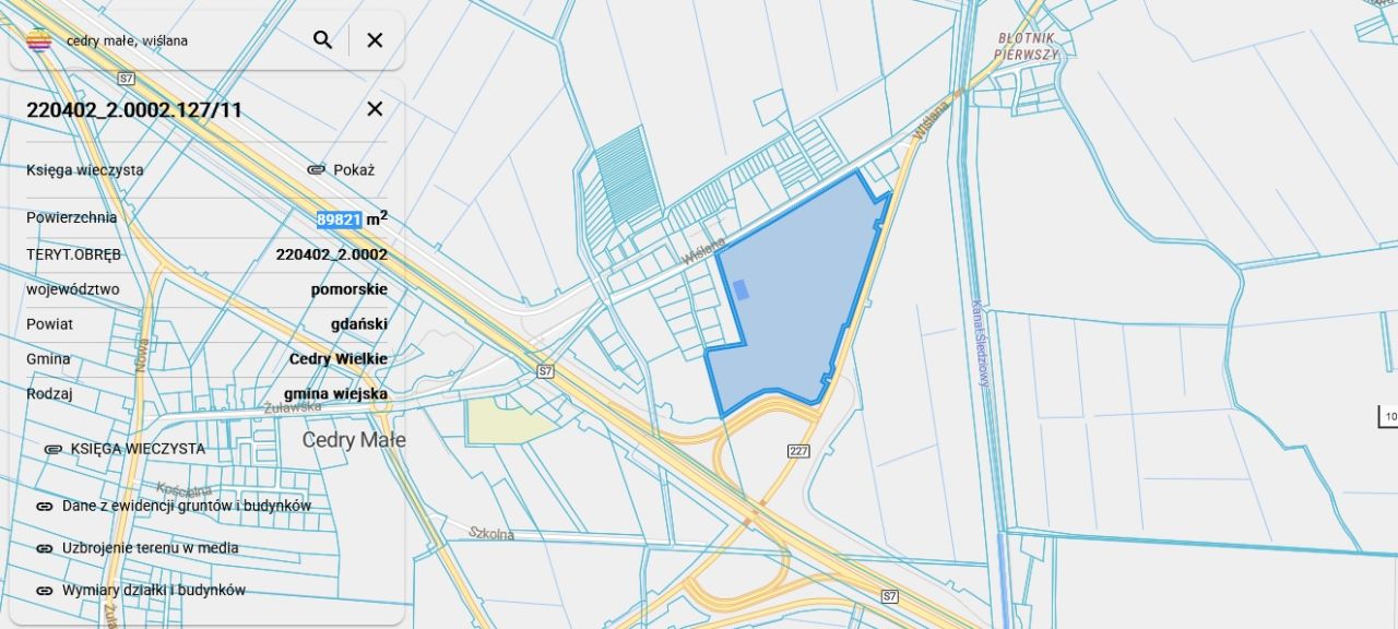 Działka inwestycyjna Cedry Małe, ul. Wiślana. Zdjęcie 1