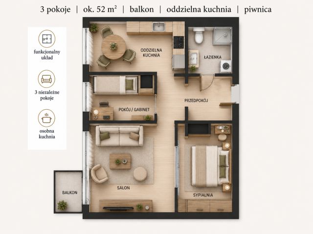 Mieszkanie 3-pokojowe Częstochowa Tysiąclecie, ul. Nałkowskiej. Zdjęcie 4