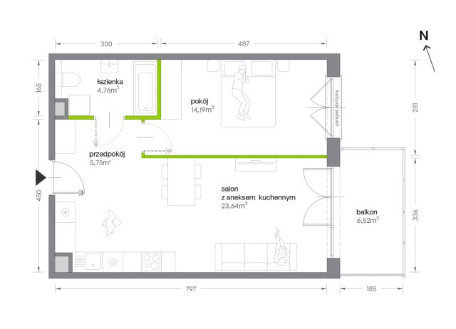 Mieszkanie 2-pokojowe Kraków Krowodrza, ul. Żabiniec. Zdjęcie 7