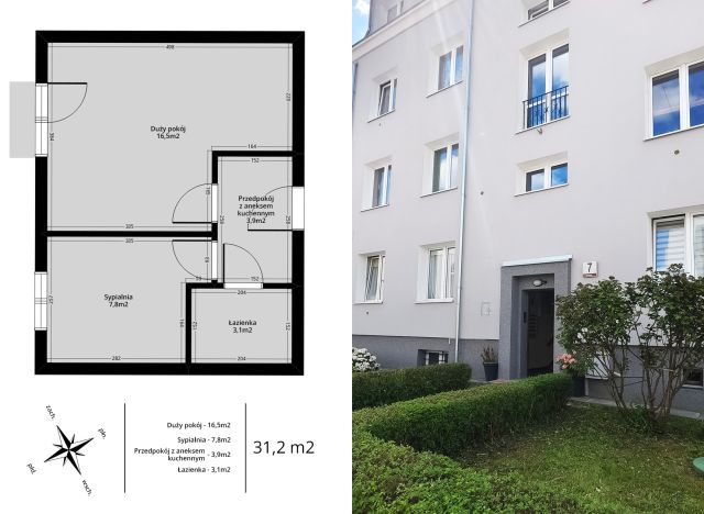 Gdańsk Wrzeszcz, ul. Żywiecka Mieszkanie - 2 pokoje - 31 m² - 2 piętro