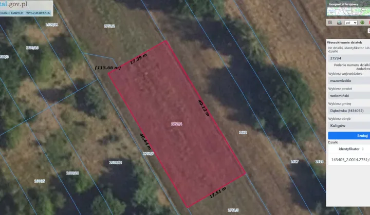Działka rolno-budowlana Kuligów, ul. Dębinowa