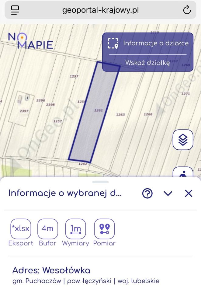Działka rolna Wesołówka