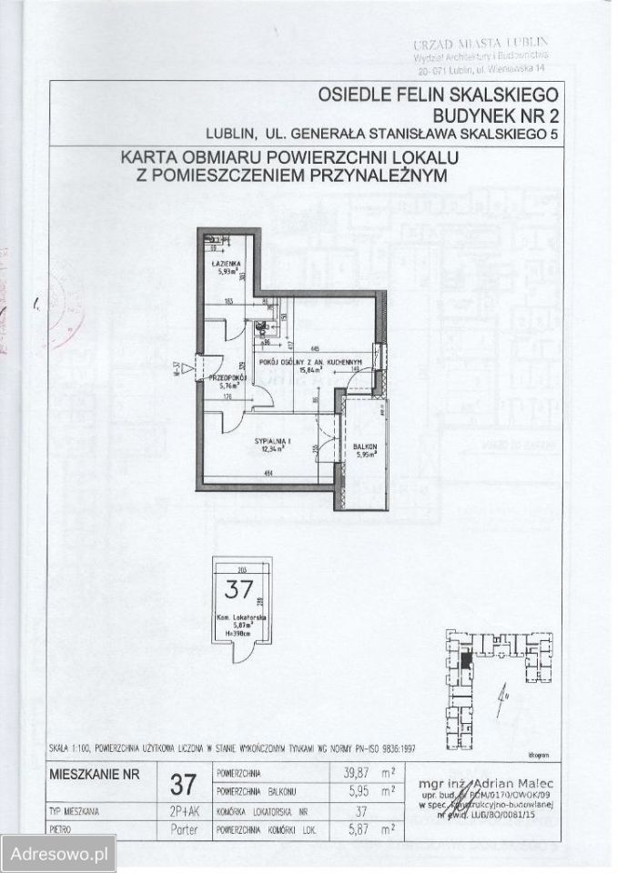 Mieszkanie 2-pokojowe Lublin Felin, ul. Generała Stanisława Skalskiego. Zdjęcie 16