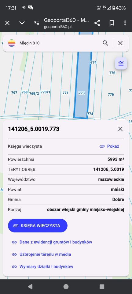 Działka rolna Mlęcin. Zdjęcie 3